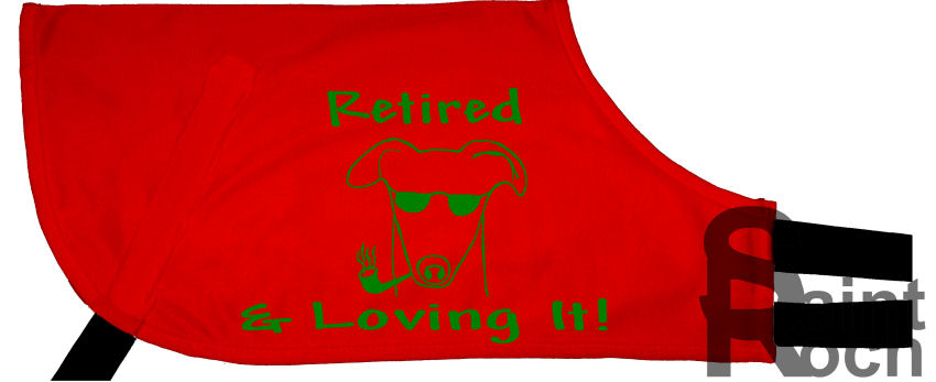 Pre designed Adopt a greyhound Coat with the font:- Pre designed Adopt a greyhound Coat with the font:-